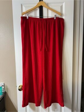 H&M Red Wide-Leg Drawstring Pants